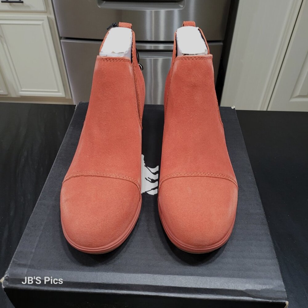 Sorel Evie Pull On Wedge Booties Warp Red Womens Waterproof Rain Boot BRAND NEW - Picture 11 of 15